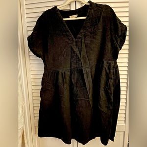 Casual, short-sleeved shirt dress; relaxed fit cotton